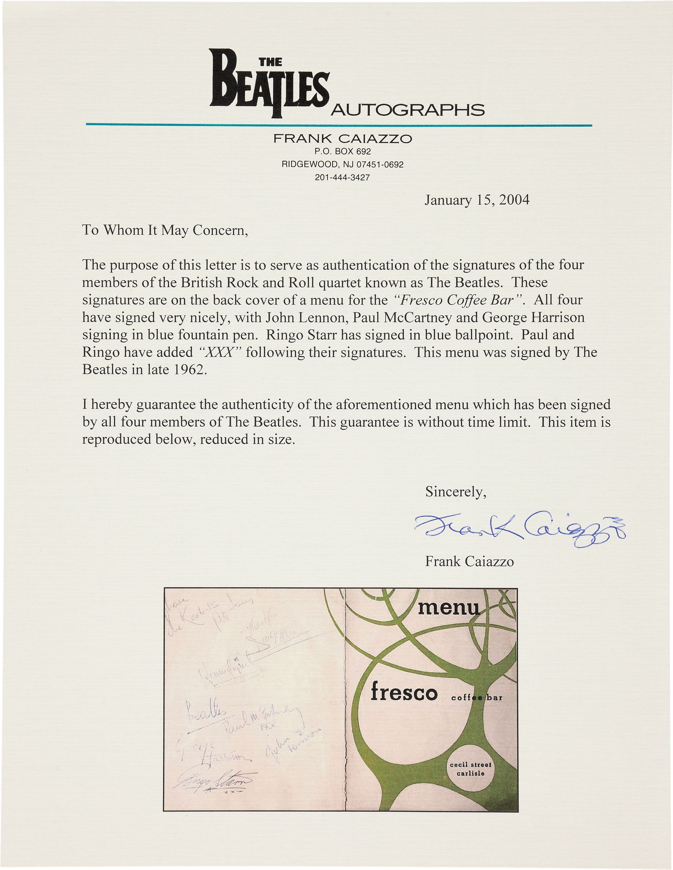 Beatles Autographs 1963