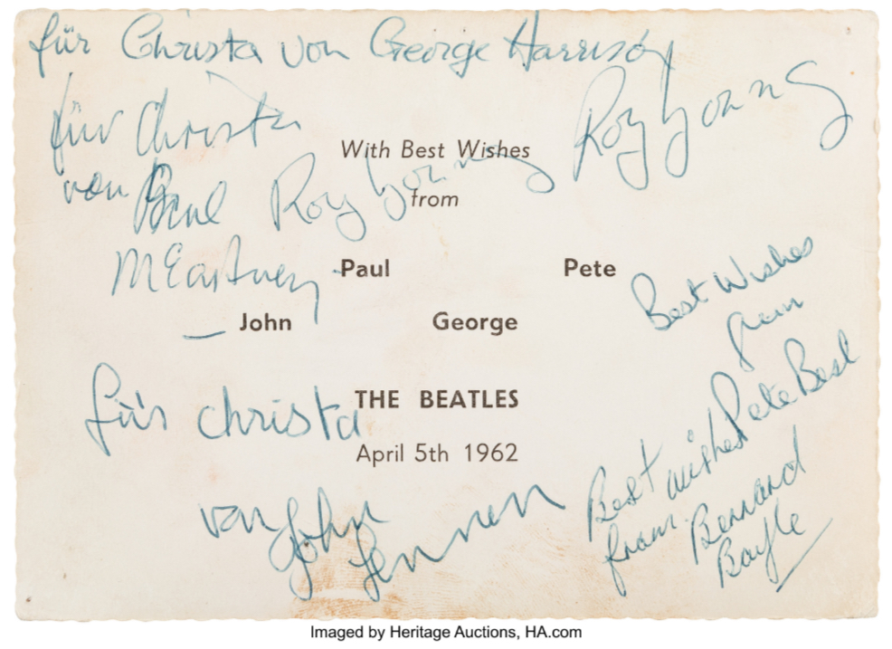 Beatles Autographs 1962