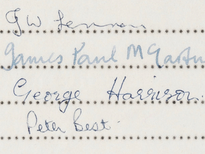 1961 Beatles Autograph Examples